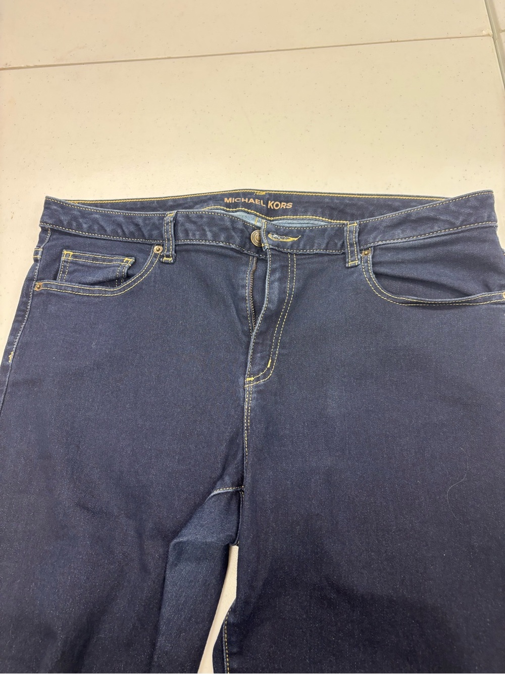 MICHAEL KORS IZZY CROPPED SKINNY BLUE JEANS  WOMEN 14  DARK BLUE DESIGNER JEANS